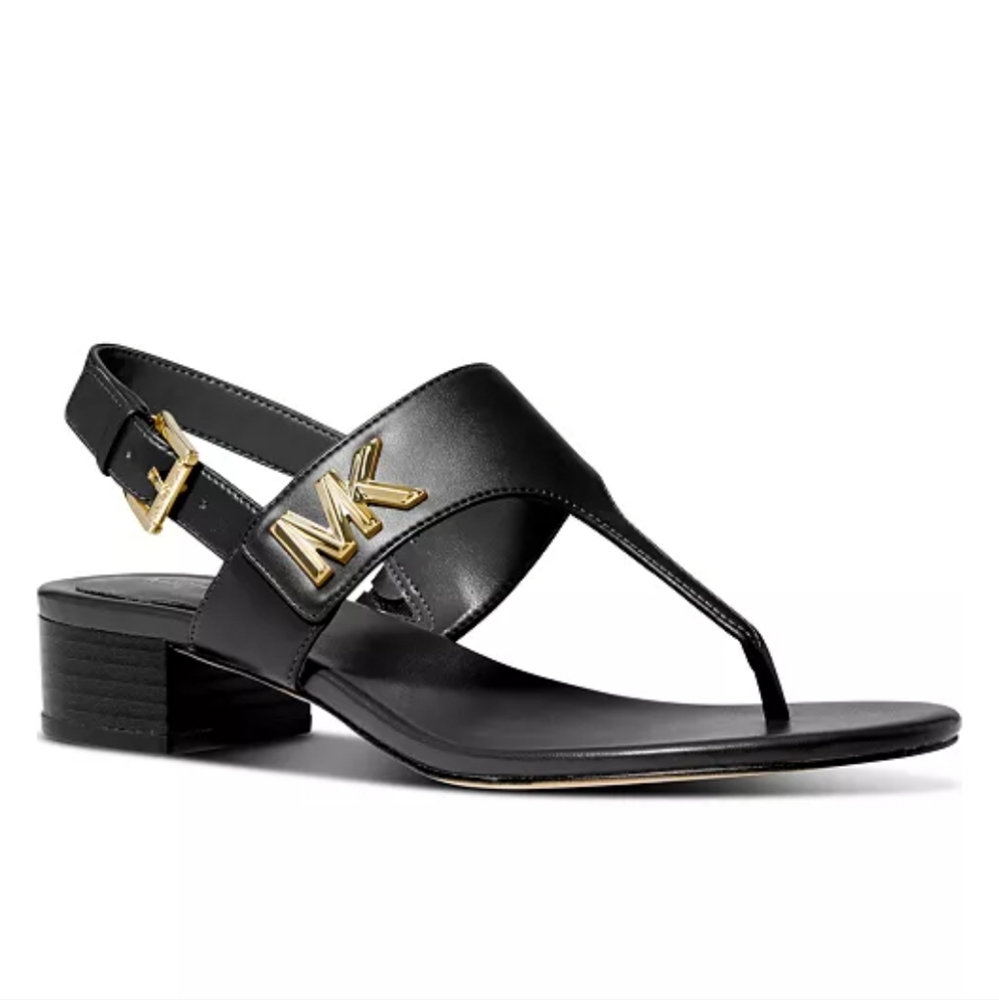Michael Kors Black Jilly Sandal with Gold Accents